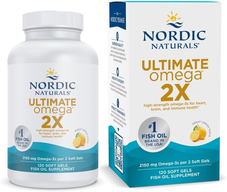 Nordic Naturals Ultimate Omega 2X, Lemon Flavor - 120 Soft Gels - 2150 mg Omega-3
