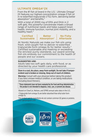 Nordic Naturals Ultimate Omega 2X, Lemon Flavor - 120 Soft Gels - 2150 mg Omega-3