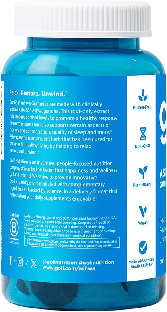 Goli Ashwagandha & Vitamin D Gummy - 60 Count