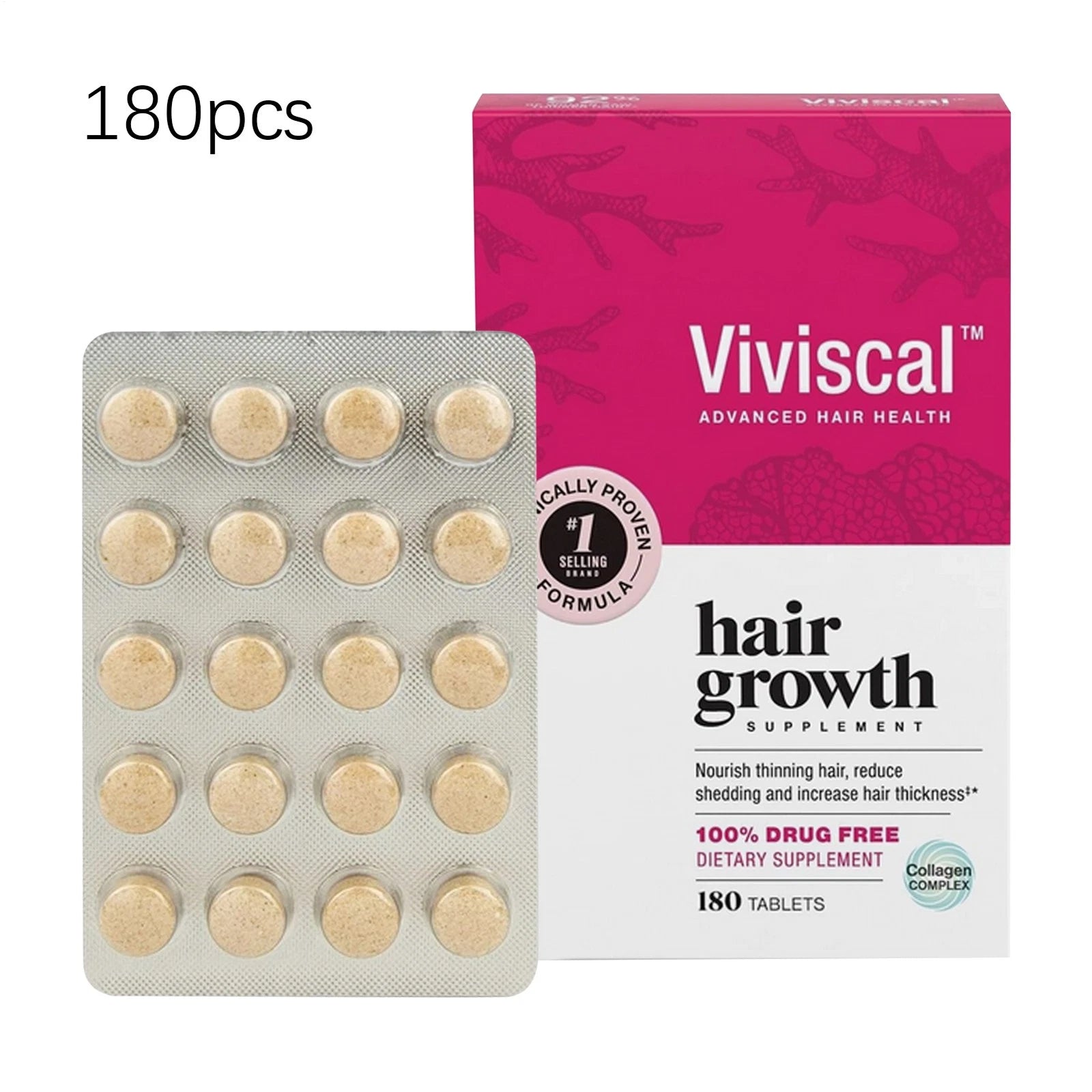 Viviscal Hair Growth Dietary Supplement with Collagen Complex 180 Tablets
